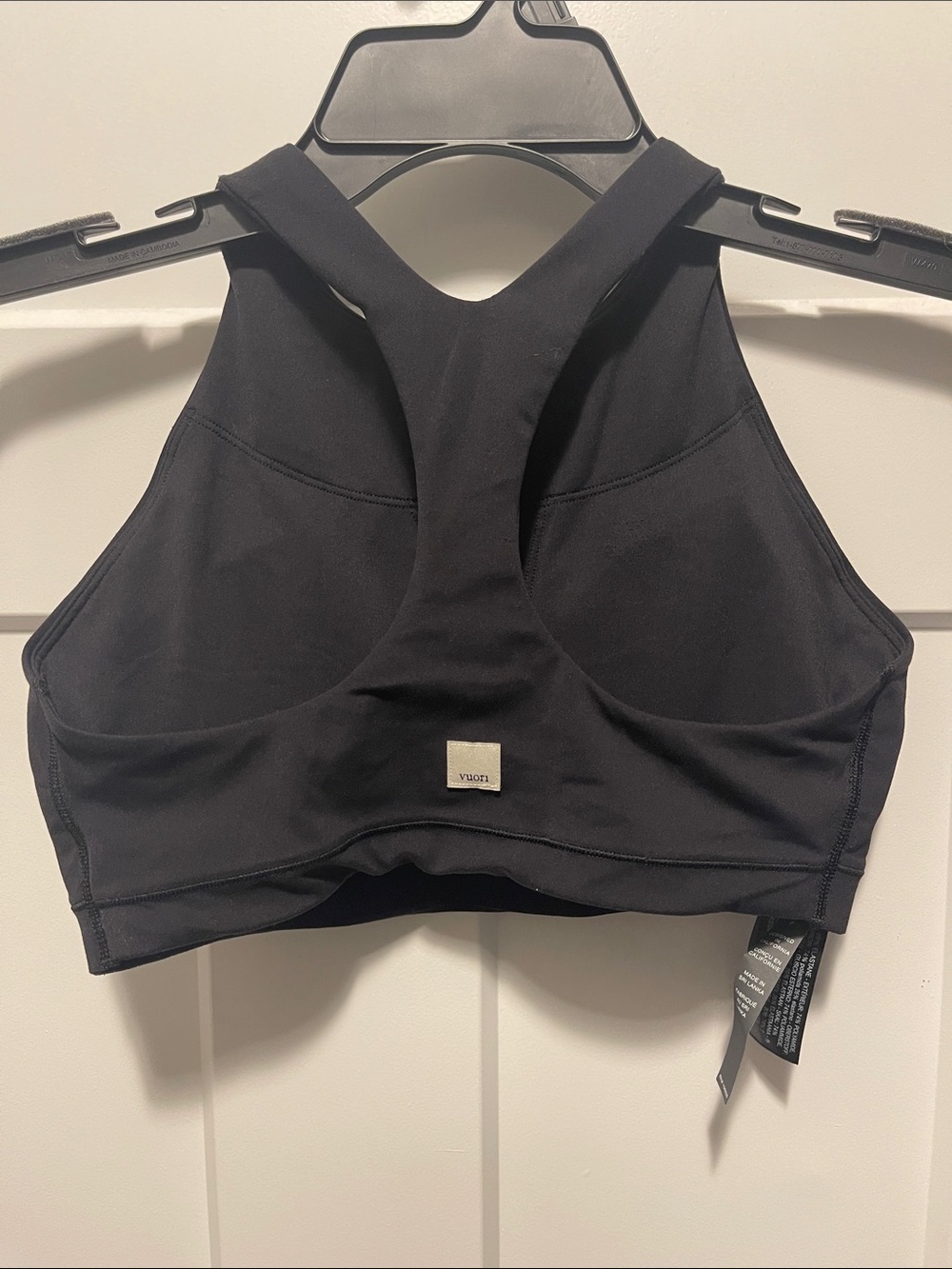 Vuori Black High-Neck Racerback Sports Bra with Wide Band